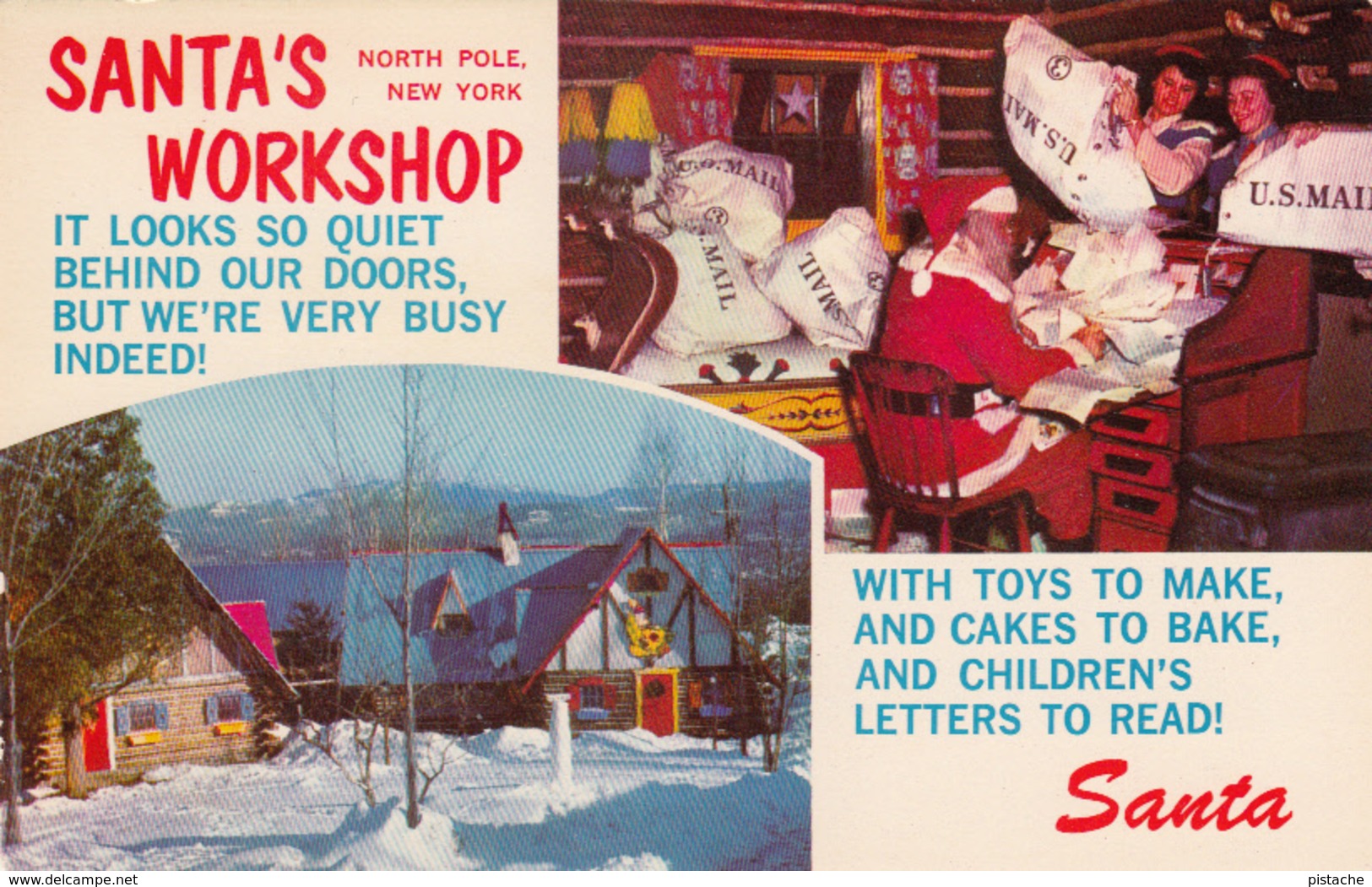 Santa Claus Workshop North Pole New York - Père Noël - VG Condition - 2 Scans - Kerstman