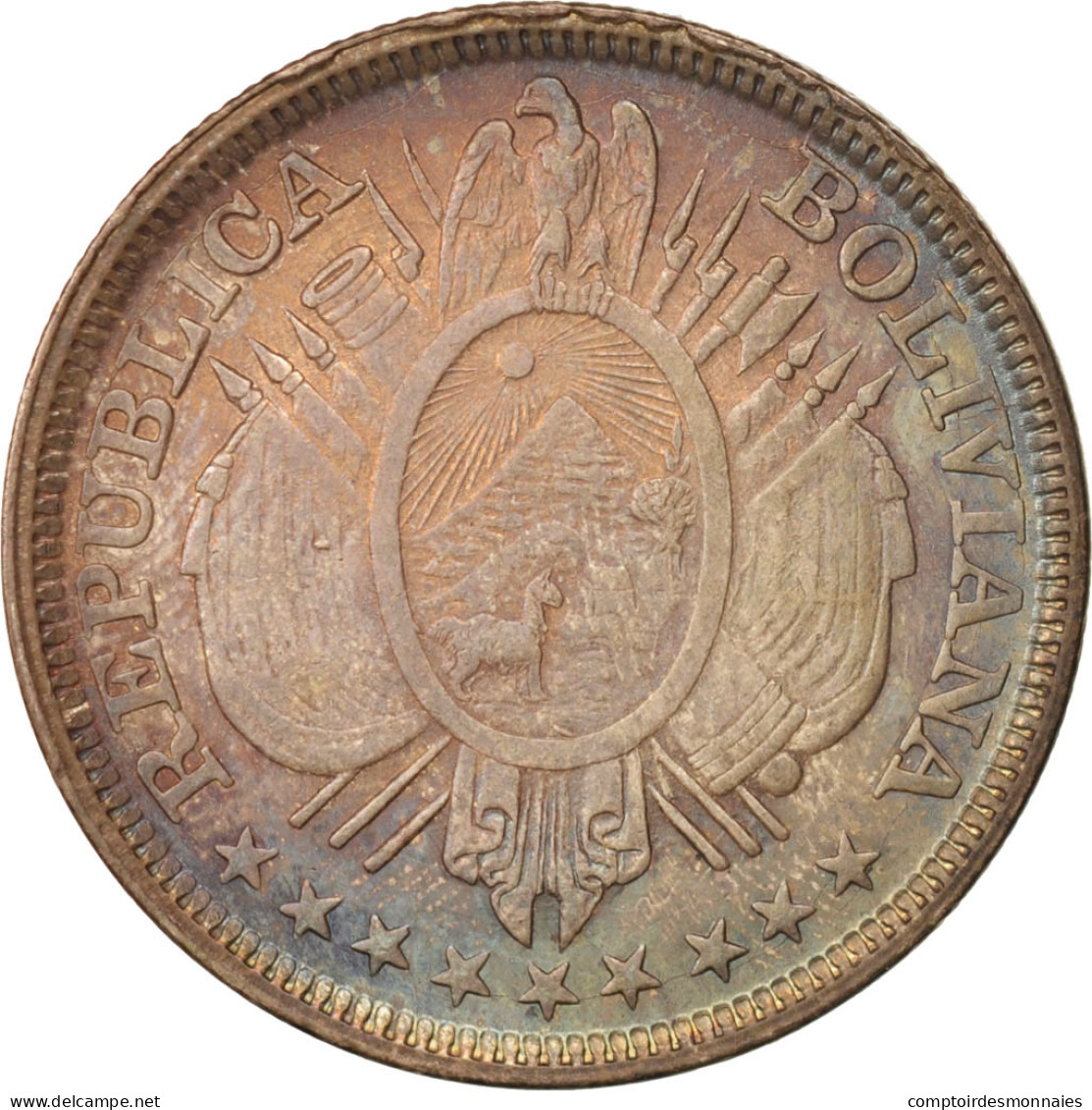 Monnaie, Bolivie, 50 Centavos, 1/2 Boliviano, 1891, SUP, Argent, KM:161.5 - Bolivie