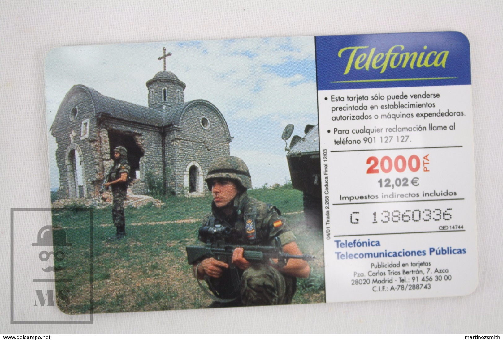 Collectible Amry/ Military Topic Phone Card - Spanish Soldiers & Tank, Telefonica Spain - Other & Unclassified