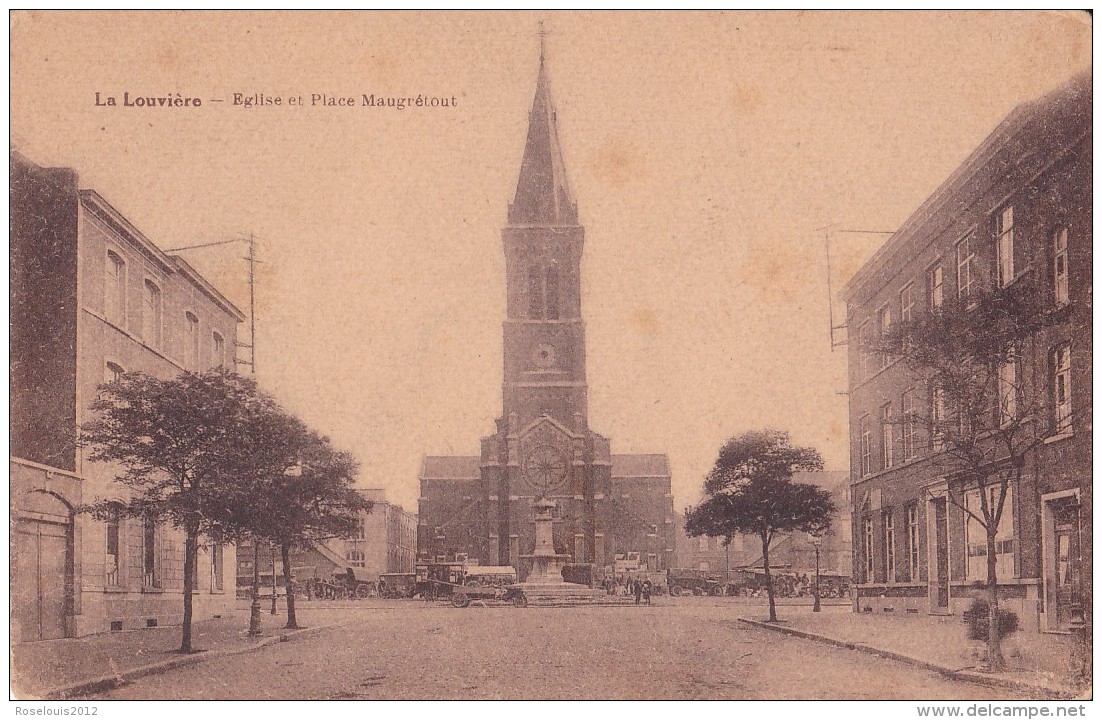 LA LOUVIERE : église Et Place Maugrétout - Autres & Non Classés