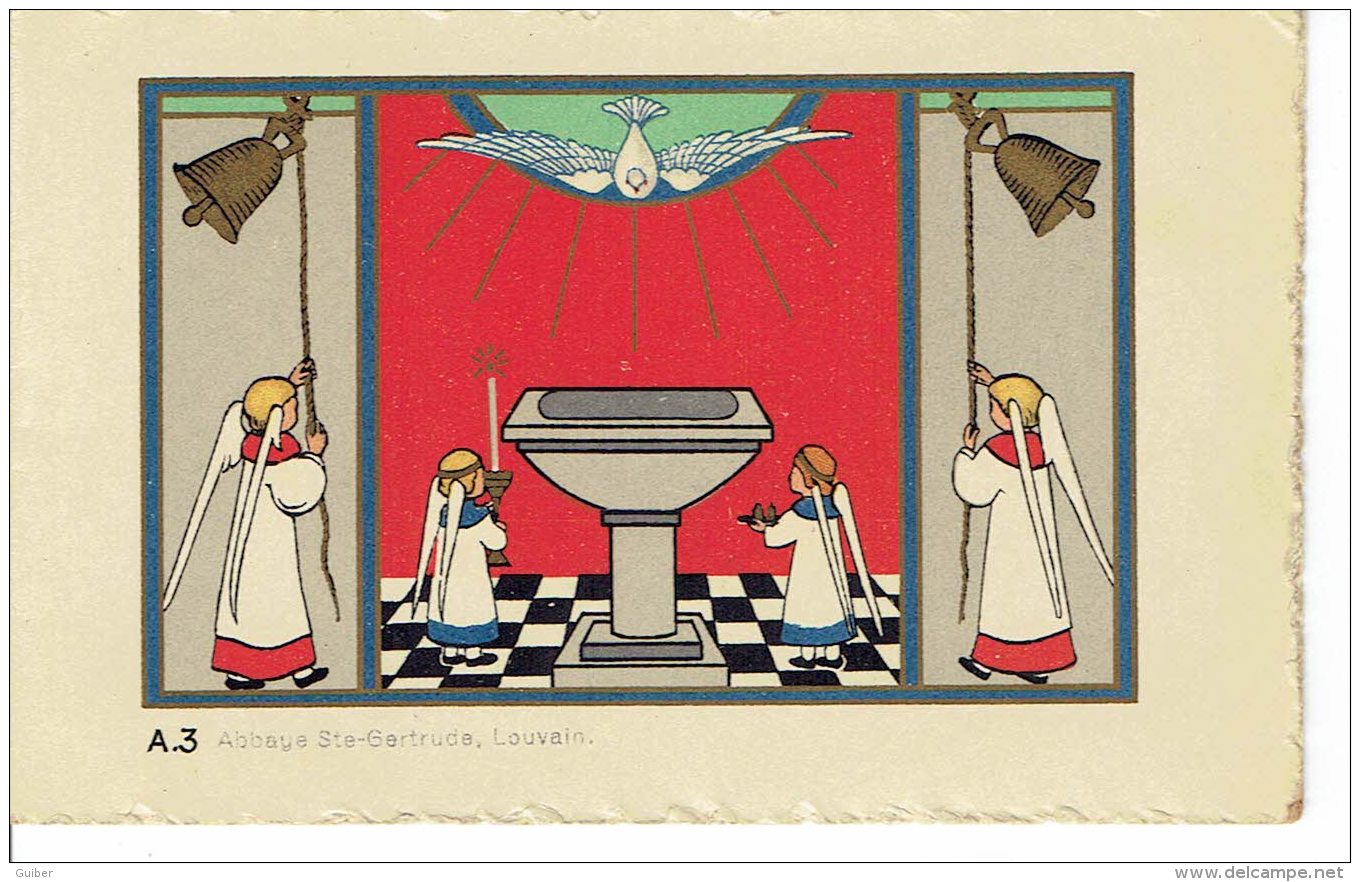 Image Pieuse Abbaye Sainte Gertrude Louvain Naissance Anges Cloches - Devotion Images