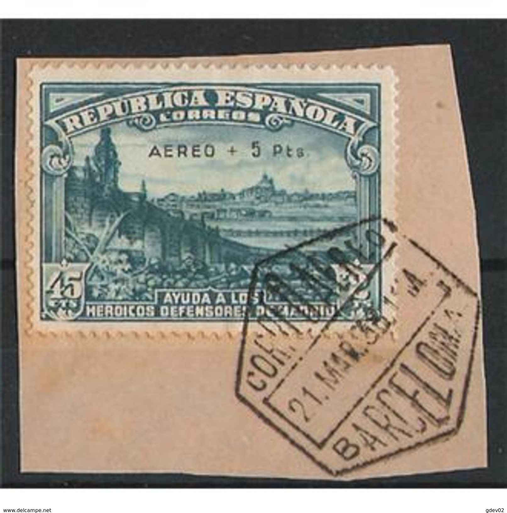 ES759STV-LFTU759TVA.España. Spain.Espagne.Serie Sobre Fragmento. DEFENSA DE MADRID.1938.( Ed 759º) - Variedades & Curiosidades