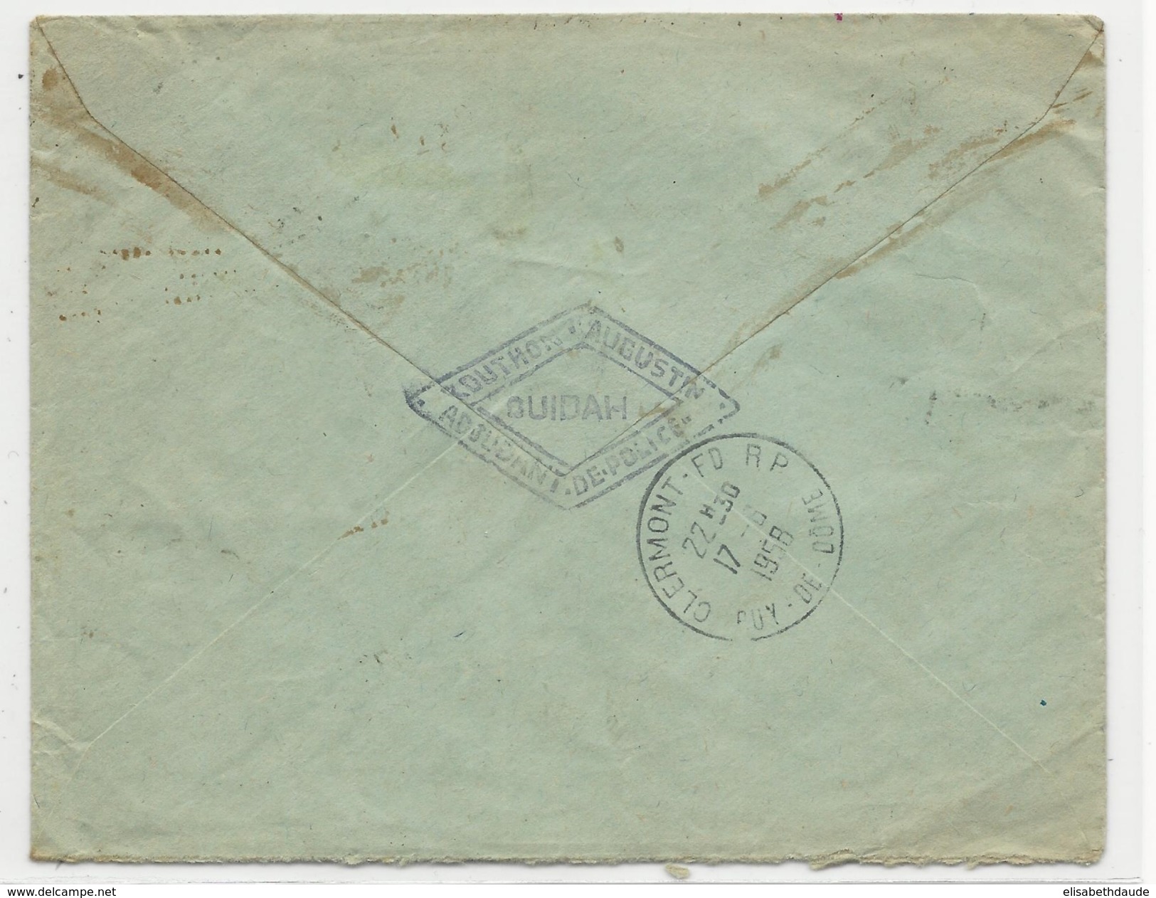 AOF- 1958 - ENVELOPPE RECOMMANDEE Par AVION De OUIDAH (DAHOMEY) Pour CLERMONT-FERRAND - Lettres & Documents