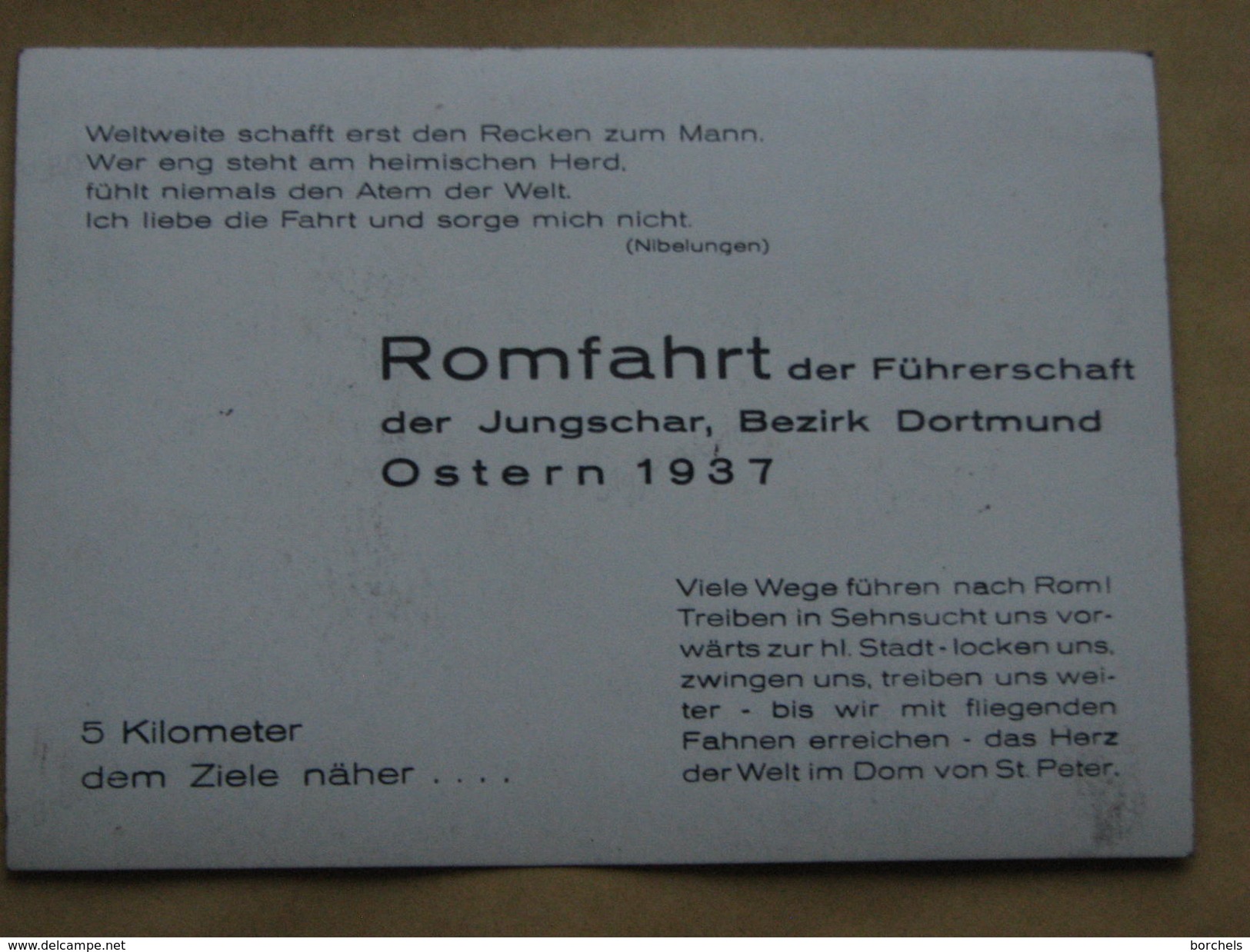 AK1305 &ndash; Romfahrt Der Führerschaft Der Junschar, Bezirk Dortmund &ndash; Ostern 1937 Fotokarte Hinten Bedruckt - Dortmund