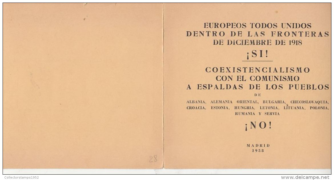 4755FM- EUROPA, ROMANIAN EXILE IN SPAIN STAMPS, BOOKLET, 1958, ROMANIA - Libretti