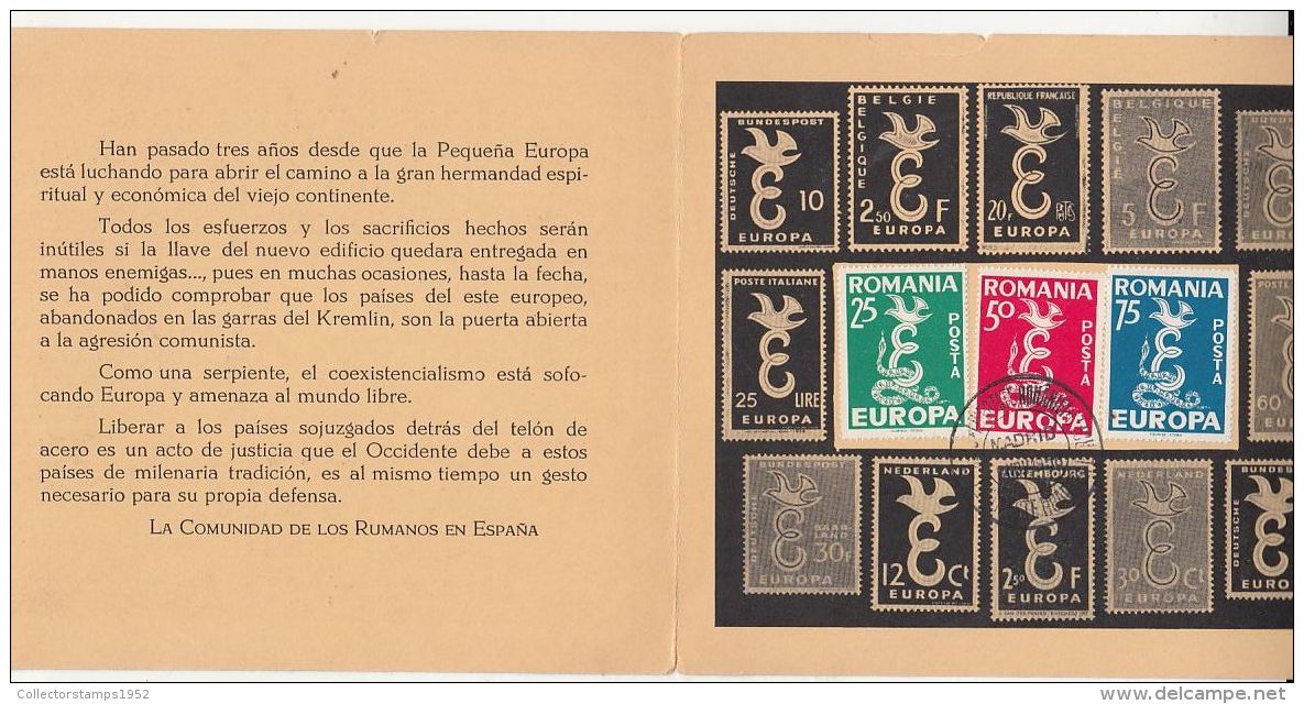 4755FM- EUROPA, ROMANIAN EXILE IN SPAIN STAMPS, BOOKLET, 1958, ROMANIA - Booklets