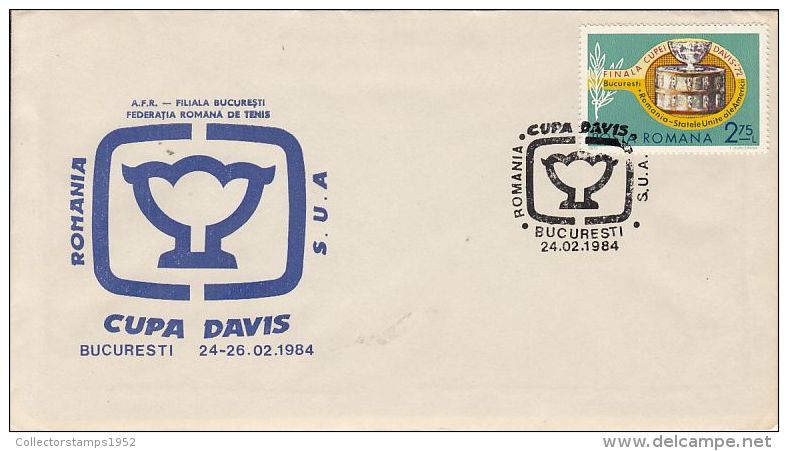 4779FM- DAVIS CUP, ROMANIA-USA GAME, TENNIS, SPECIAL COVER, 1984, ROMANIA - Tennis