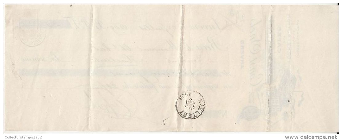 53339- PROMISSORY NOTE, COFFEE FACTORY, KING LEOPOLD 2ND STAMP, 1909, BELGIUM - Bank & Insurance