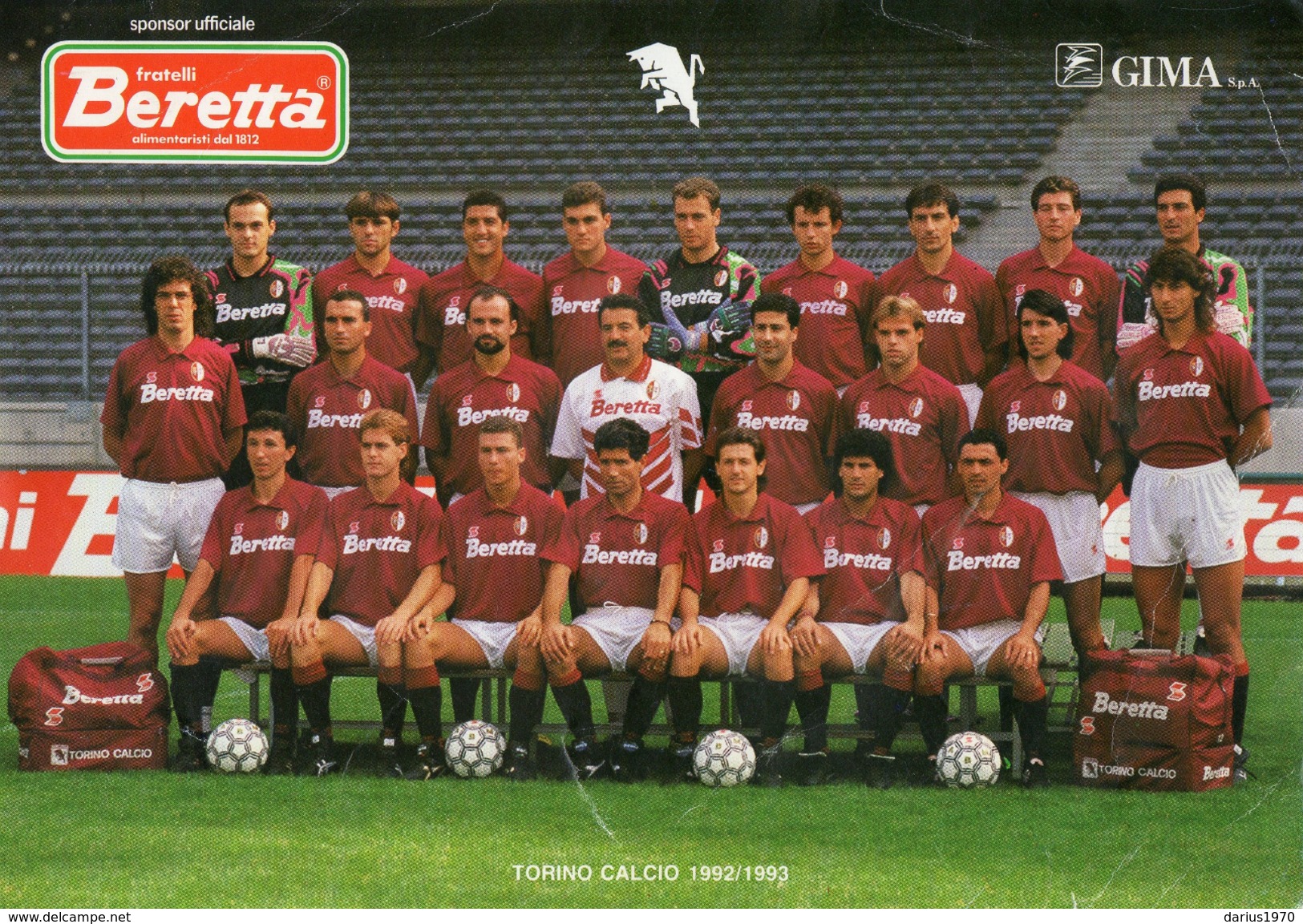 Formazione Del Torino Calcio Con Autografi Stagione 1992 - 1993 ( Misura 24 Cm. X 17 Cm. ) - Handtekening