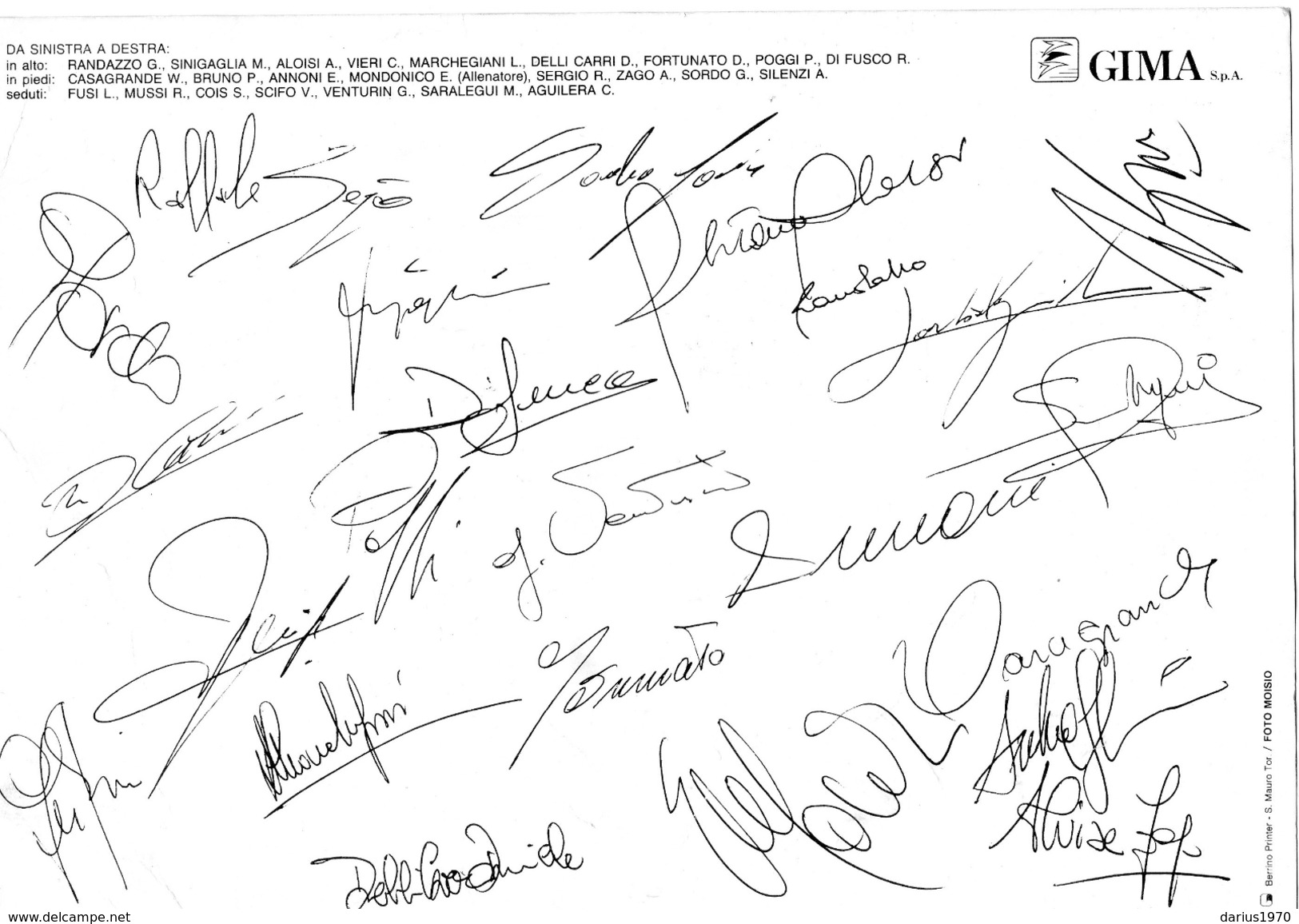 Formazione Del Torino Calcio Con Autografi Stagione 1992 - 1993 ( Misura 24 Cm. X 17 Cm. ) - Authographs