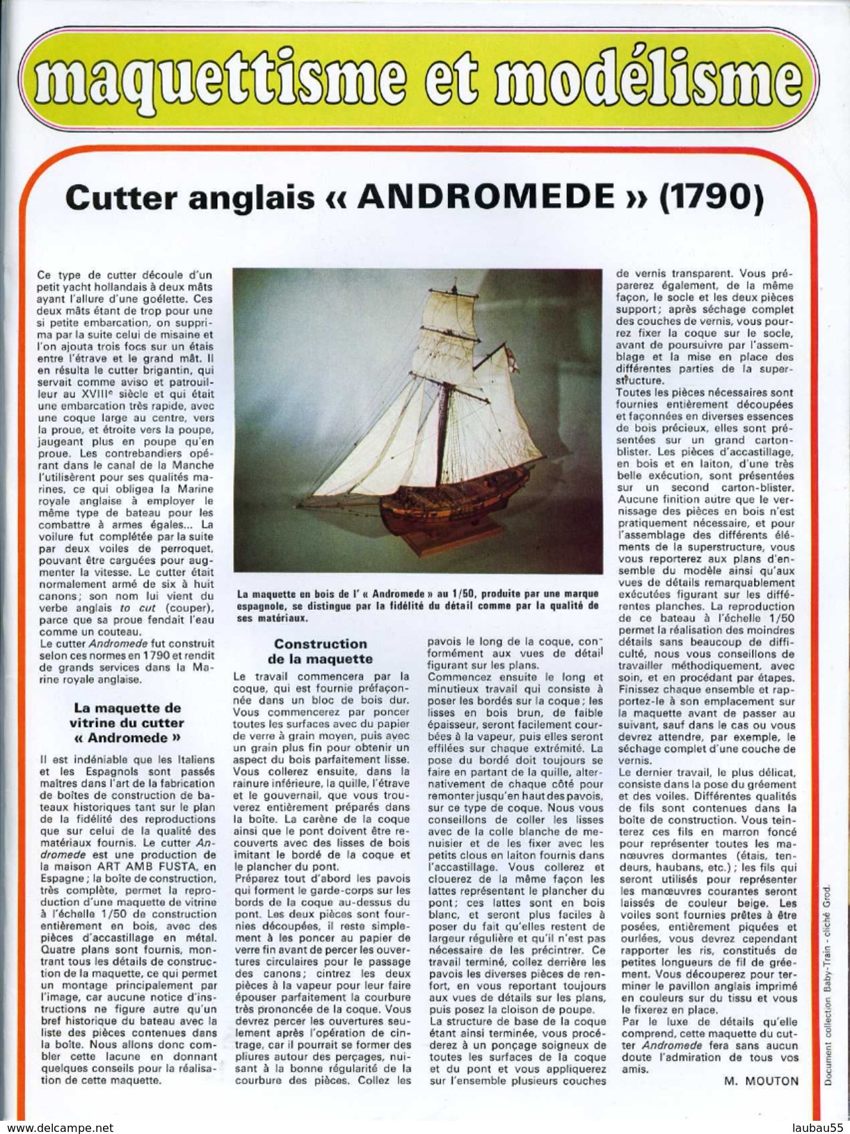 Modélisme NAVAL CUTTER ANGLAIS ANDROMEDE 1790 - Autres & Non Classés