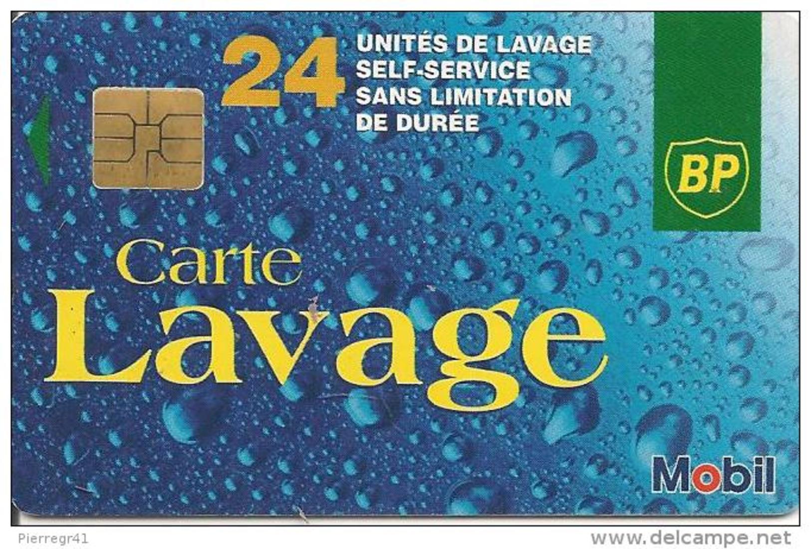 CARTE-PUCE-SO3--LAVAGE-BP -MOBIL-24-UNITES-V° N°sur Ligne Lavage-V° Sans Code Barres En Haut-TB E - Lavage Auto