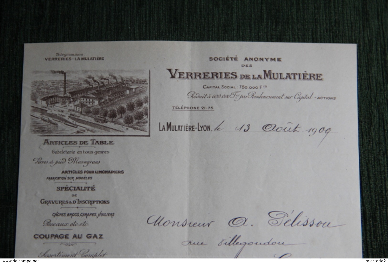 Lettre Ancienne - LA MULATIERE LYON , Société Anonyme De La MULATIERE - 1900 – 1949