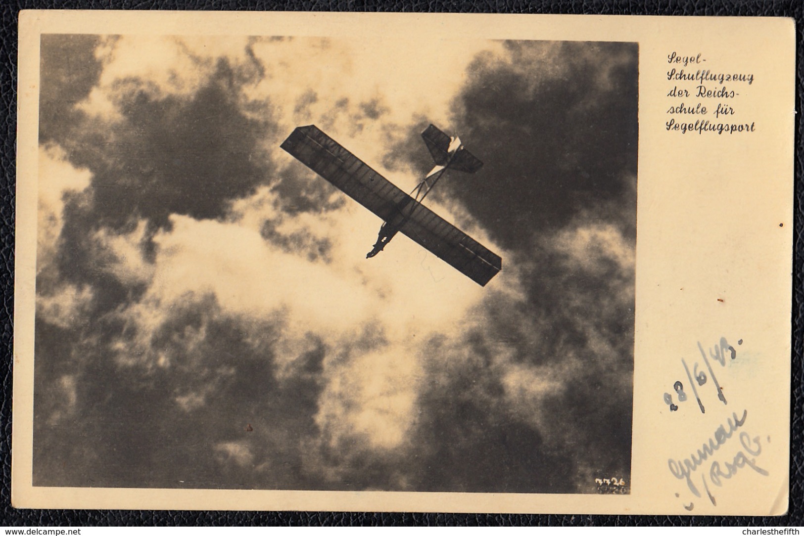 CARTE PHOTO - 1943 - SEGELSCHULFLUGZEUG DER REICHSSCHULE FÜR SEGELFLUSPORT - Selten !! PLANEUR -édit. Walter Staudte - Autres & Non Classés