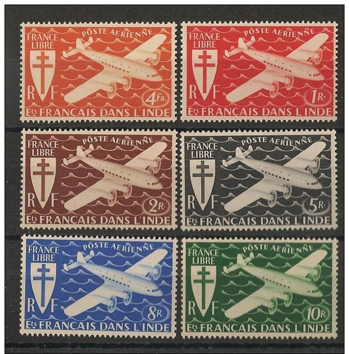 Inde - Poste Aérienne N°Yv. 1 à 6 - Complet - Neuf Luxe ** - MNH - Postfrisch - Cote 12 EUR - Unused Stamps