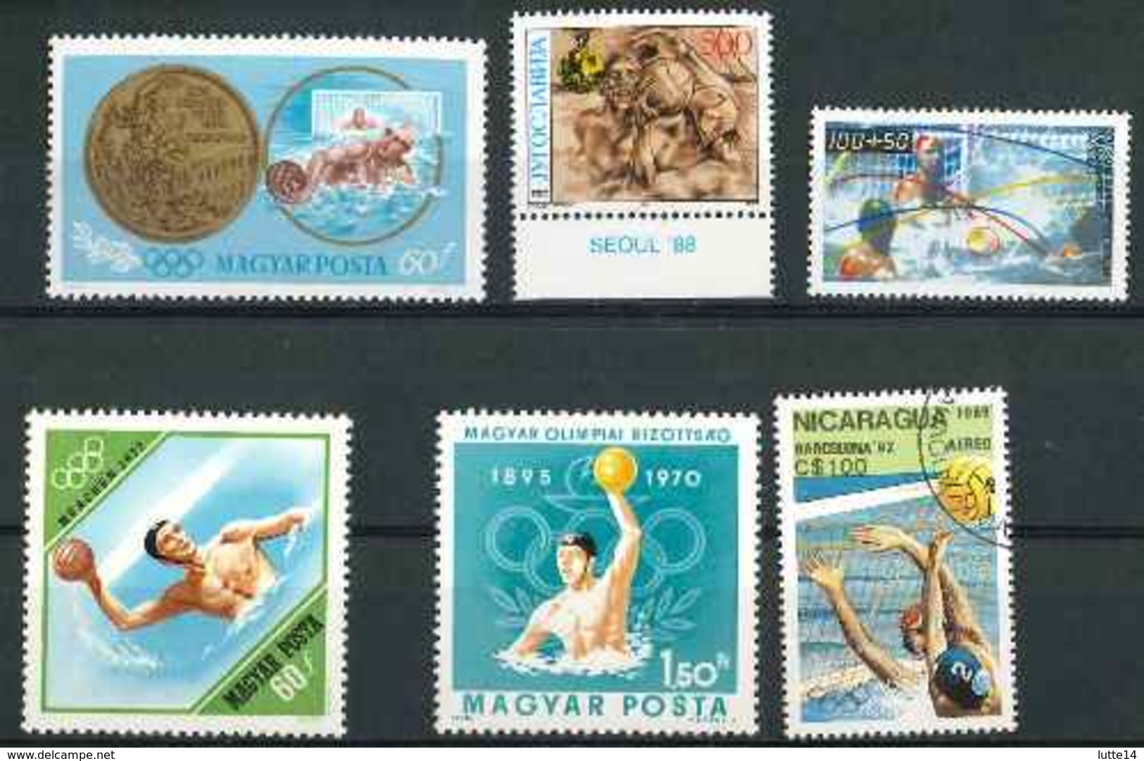 Water-polo  Lot 06 ; 6 Timbres Hongrie Yougoslavie Allemagne Nicaragua / Sport Jeux Olympiques - Water Polo