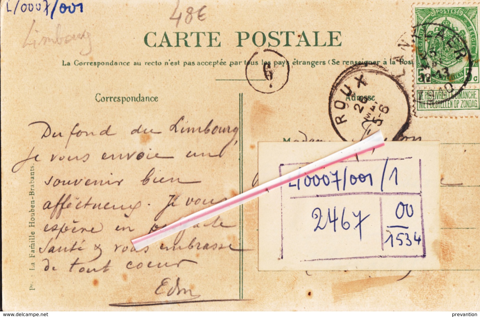 LANKLAER - Vue Pris De L'Hôtel Beau-Séjour, Route De La Meuse à Hasselt - Superbe Carte Colorée Et Circulée En 1910 - Dilsen-Stokkem