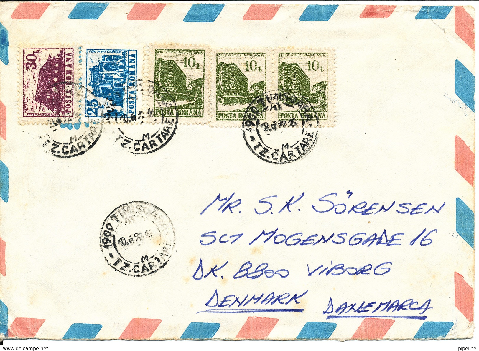 Romania Air Mail Cover Sent To Denmark 10-6-1992 - Lettres & Documents