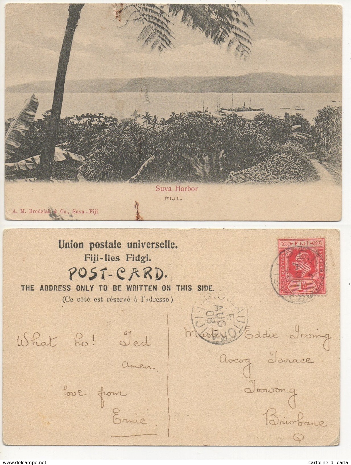 SUVA HARBOR - FIJI Cartolina/postcard #87 - Figi