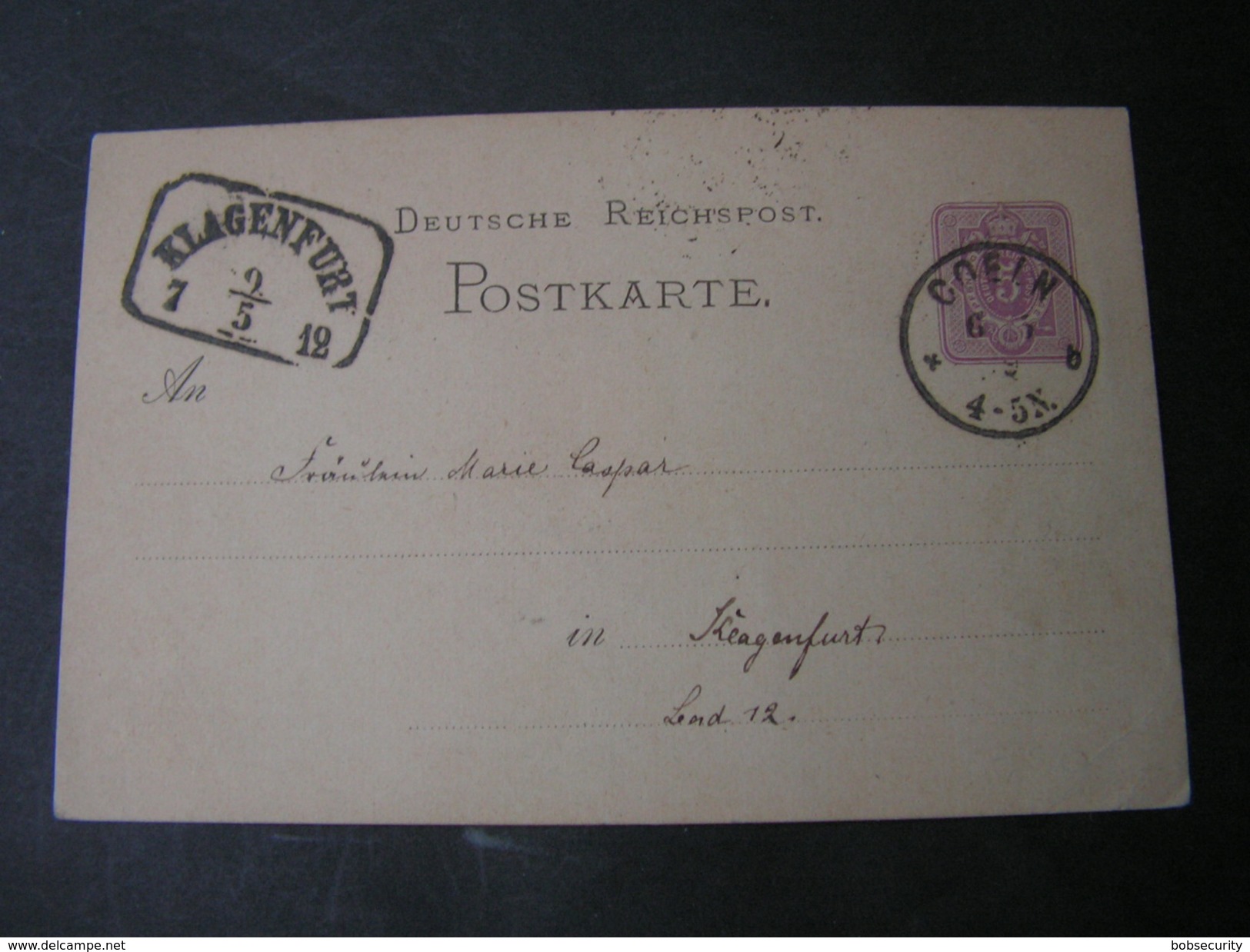 DR Coeln Karte 1879 Nach Klangebfurt , Schöner Kastebstempel .. - Sonstige & Ohne Zuordnung