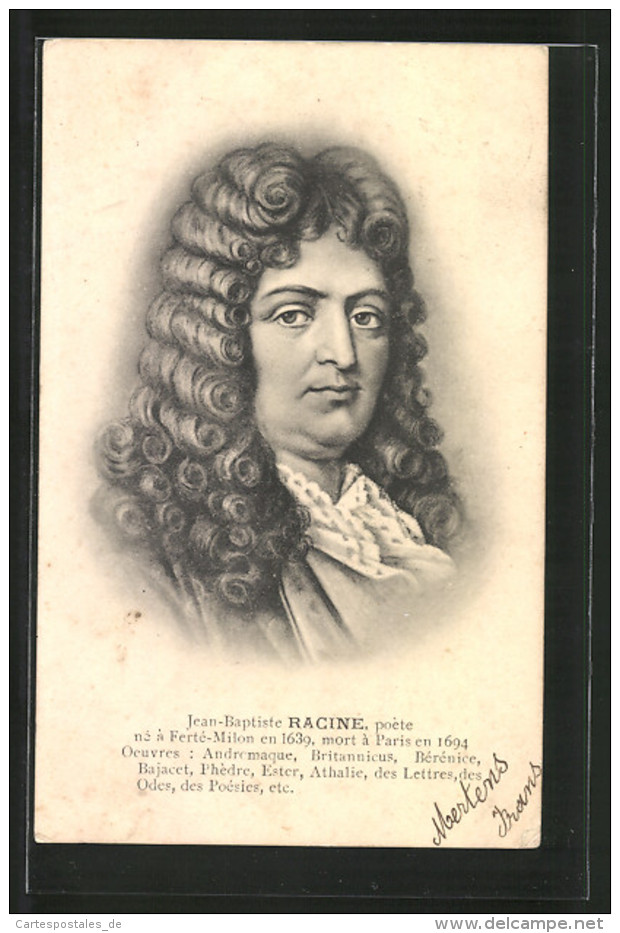 AK Jean-Baptiste Racine, Portrait Des Dichters - Scrittori