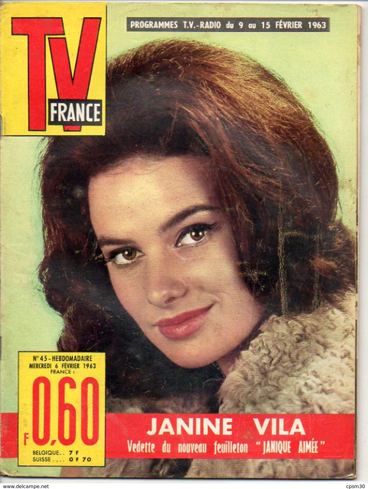 TV France N° 045 - Février 1963 - J Vila - G Bortoli - Bourvil - J Hallyday - Laborde - J Aimée - Doublures Des Voix - Cinéma/Télévision