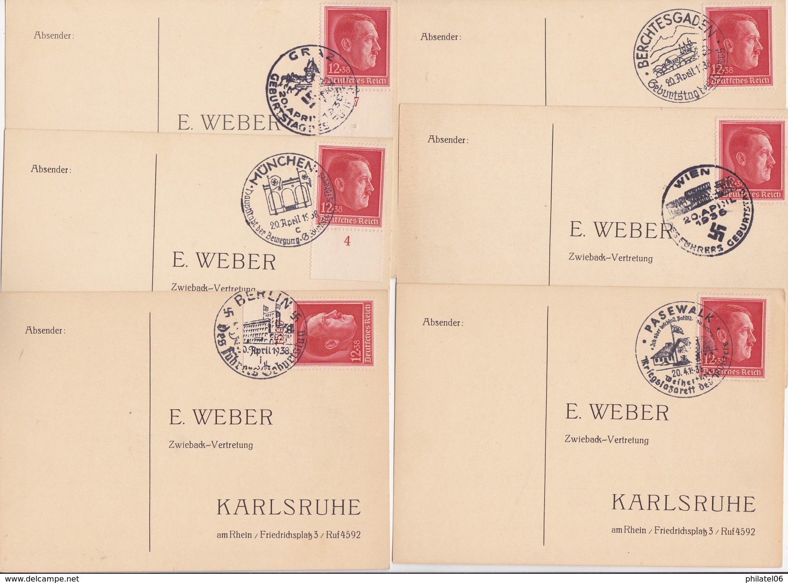 ALLEMAGNE III EME   REICH PROPAGANDE  6 DOCUMENTS FIRME WEBER - Briefe U. Dokumente