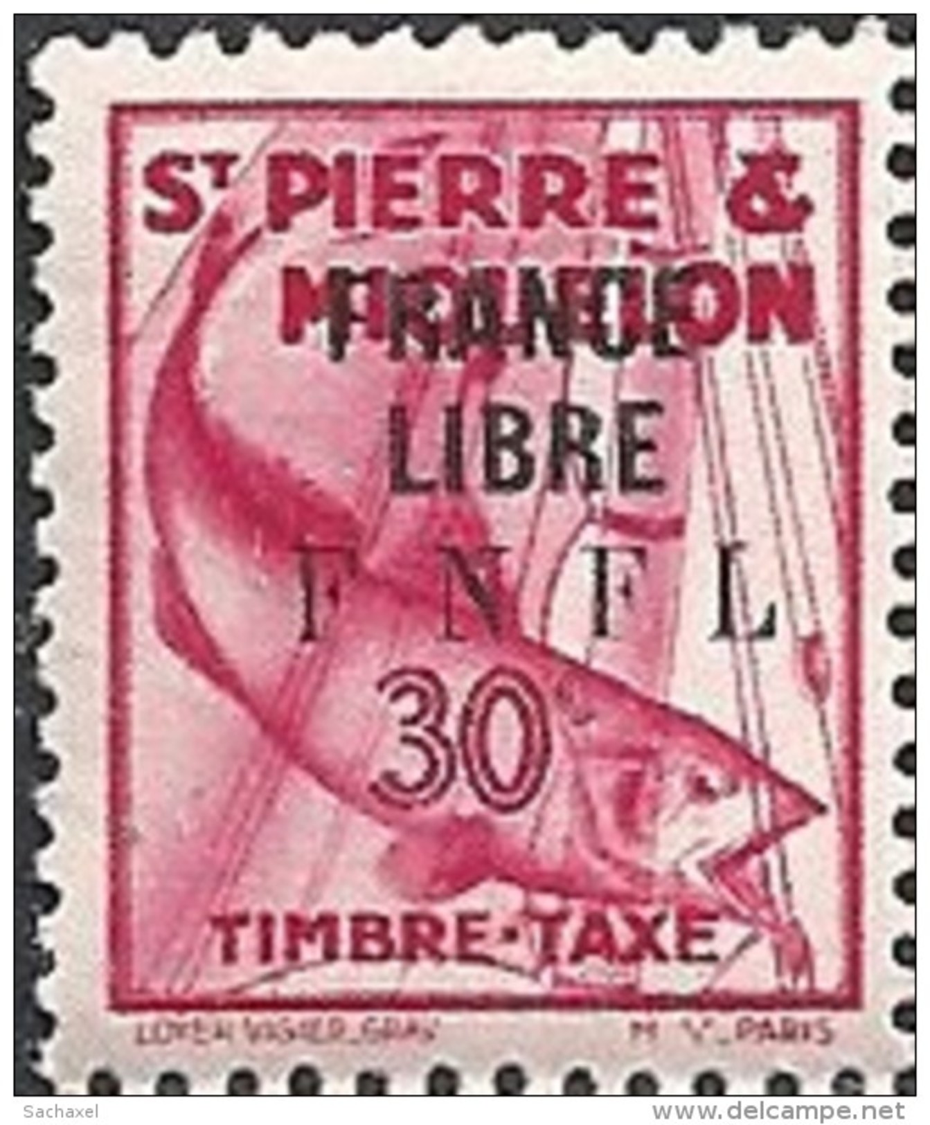 1942 Saint Pierre  Et Miquelon N° Tx 61 Nf** . MNH . Taxe Surchargé France Libre . - Postage Due