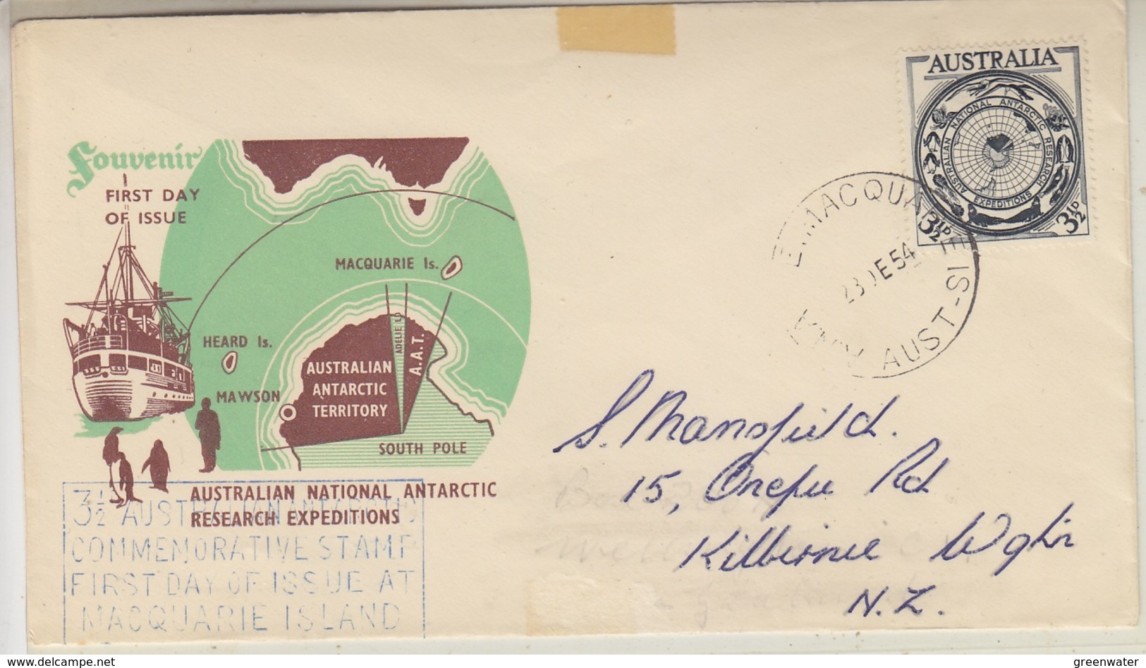 Macquarie Island 1954 Anare 1v  FDC (34128) - FDC