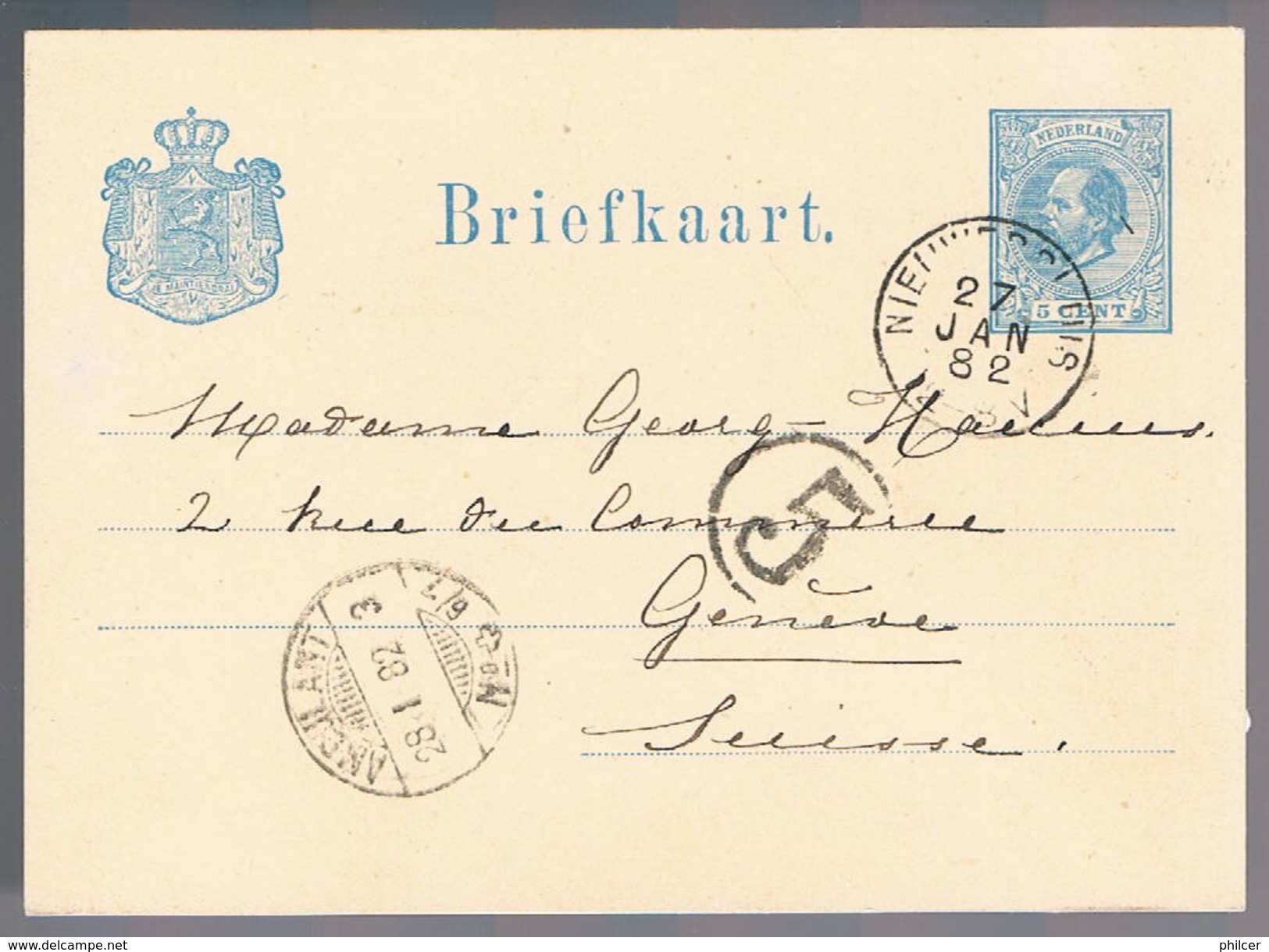 Nederland, 1882, For Geneve - Storia Postale