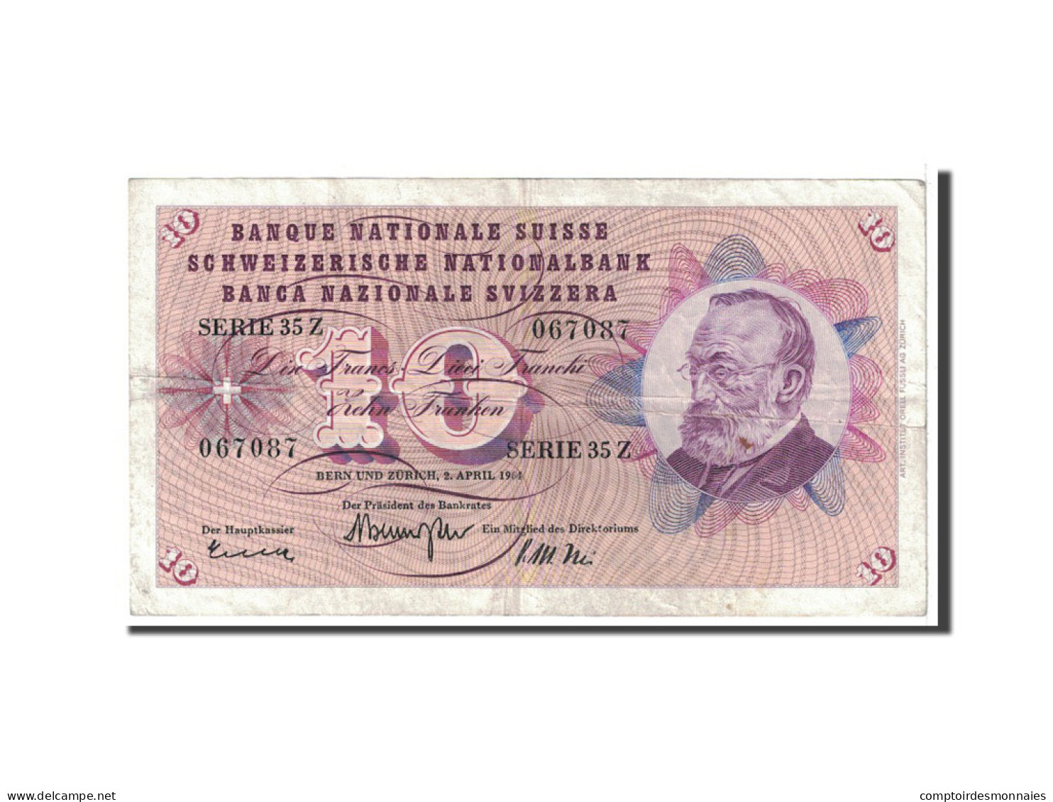 Billet, Suisse, 10 Franken, 1964, 1964-04-02, KM:45i, TTB - Suisse