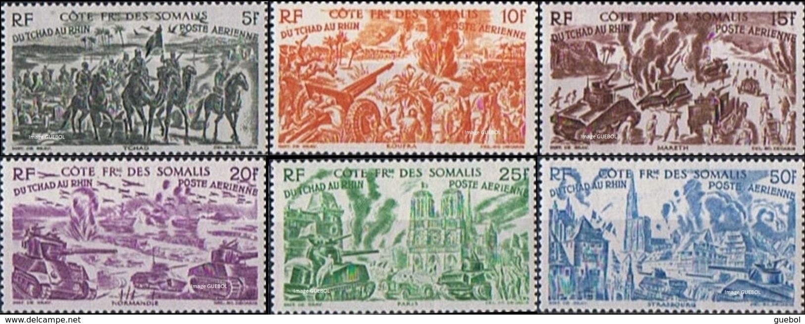 Détail De La Série Du Tchad Au Rhin CÔTE Des SOMALIS N° PA 14 à 19 ** - 1946 Tchad Au Rhin
