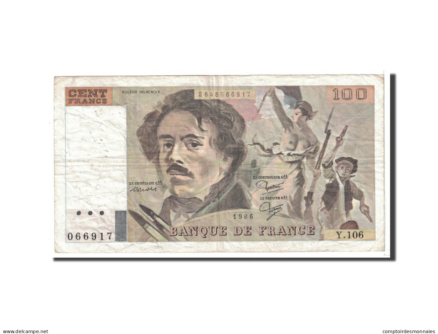 Billet, France, 100 Francs, 1986, Undated, TTB, Fayette:69.10, KM:154b - 100 F 1978-1995 ''Delacroix''