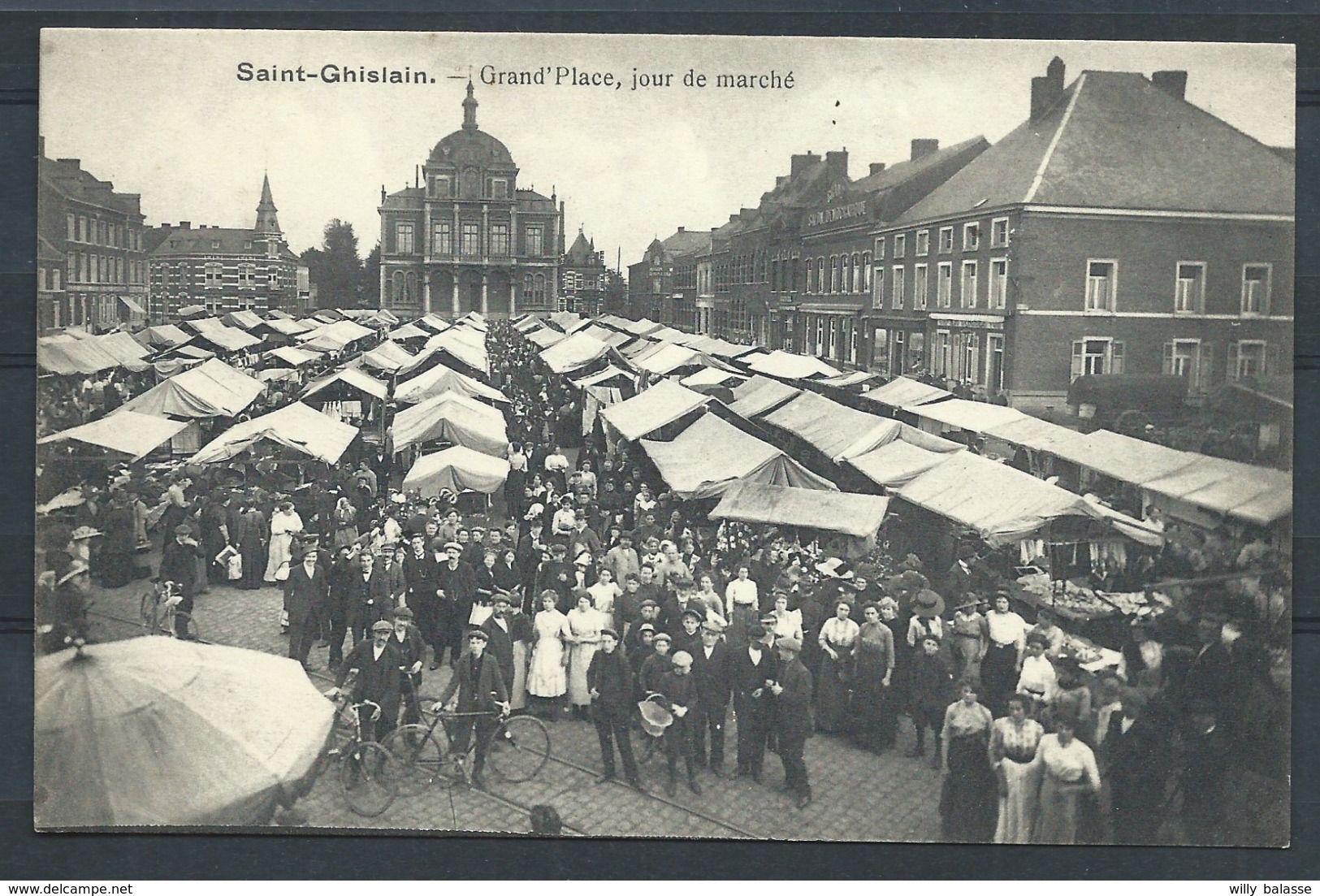 +++ CPA - SAINT GHISLAIN - Grand'place Jour De Marché - TB   // - Saint-Ghislain