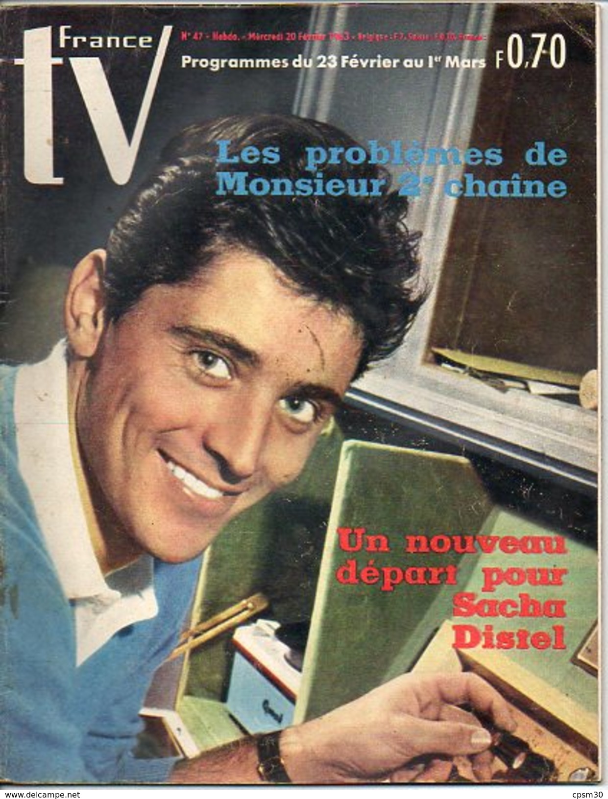TV France N° 047 - Février 1963 - S Distel 3p - Rugby 3p - J Hallyday - R Dhery - S Loren - P Dedieu - D Paturel - Cinéma/Télévision