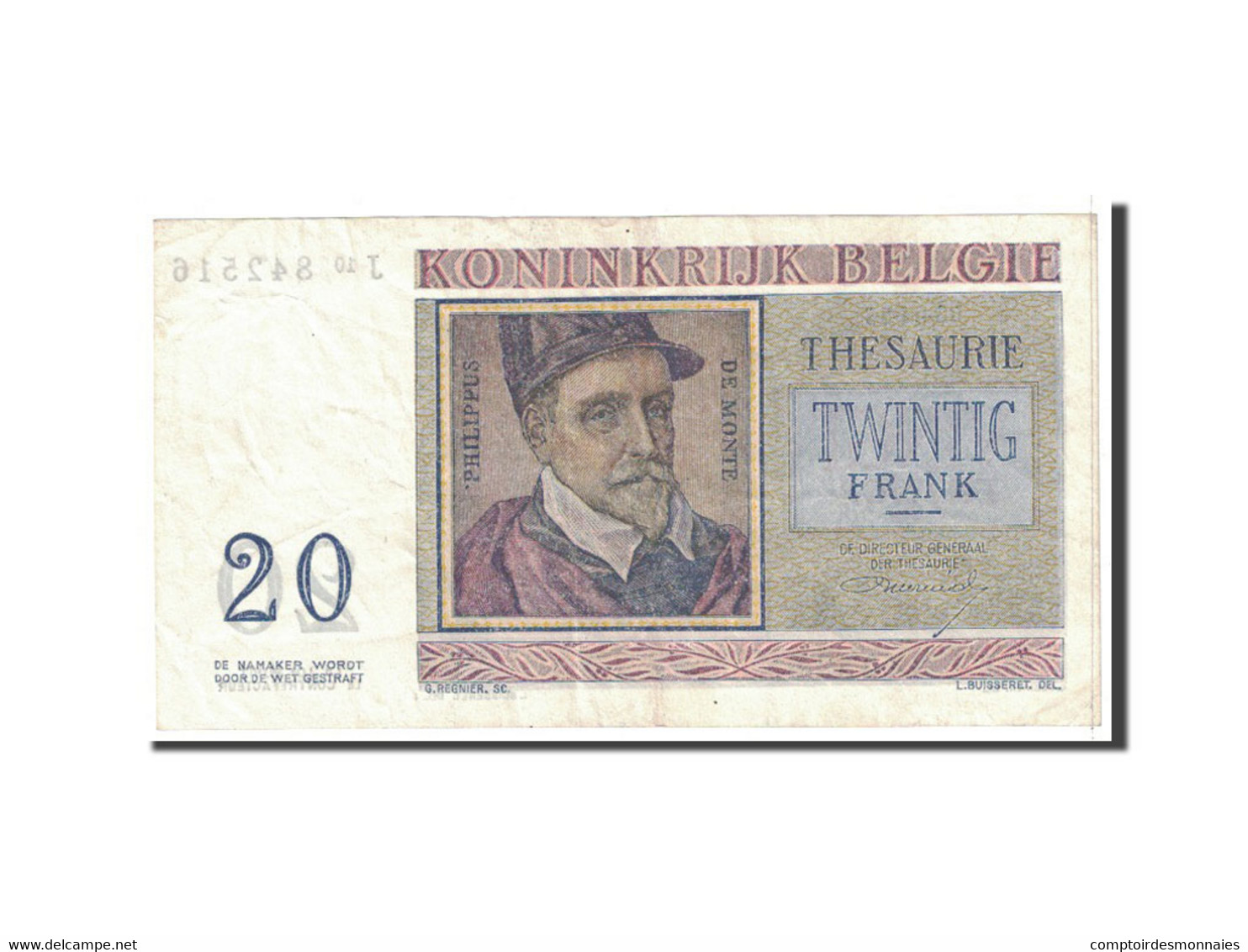 Billet, Belgique, 20 Francs, 1956, 1956-04-03, KM:132b, TTB+ - 20 Francs