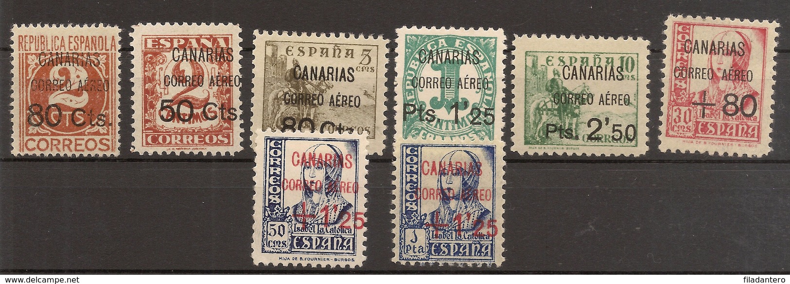 CANARIAS  Edifil  Especializado   23/30* MH   1937   Serie Completa   NL1149 - Emisiones Nacionalistas