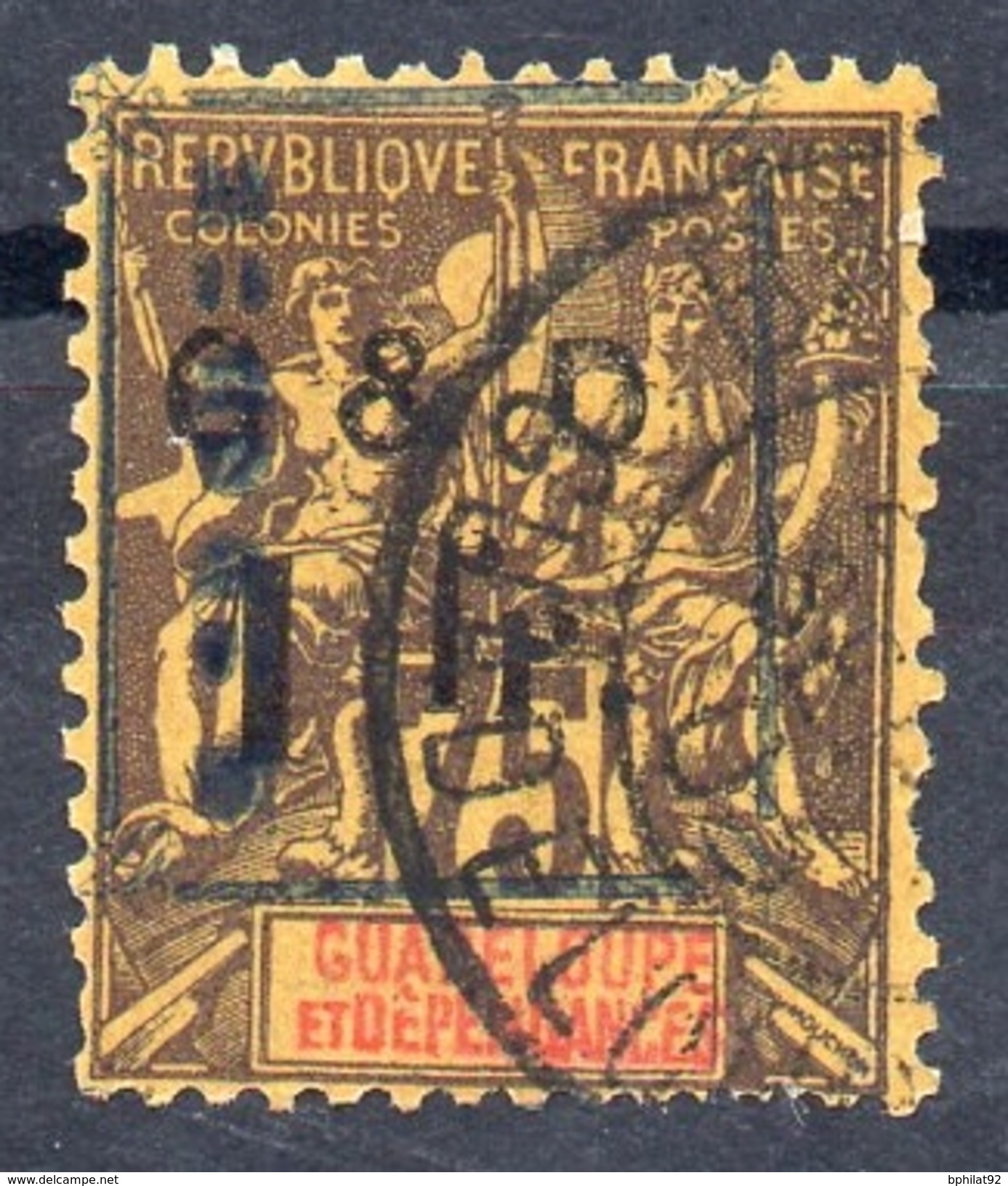 !!! GUADELOUPE : N°51 TYPE Bb OBLITERE - UNE DENT COURTE - Unused Stamps