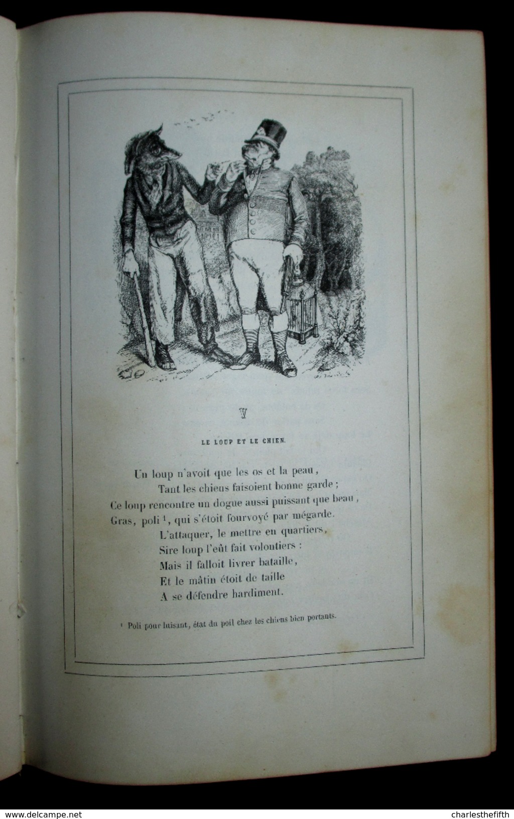 FABLES DE LA FONTAINE, Illustrations Par GRANDVILLE 1859 Hardcover - Animaux Humanisés ! - 1801-1900