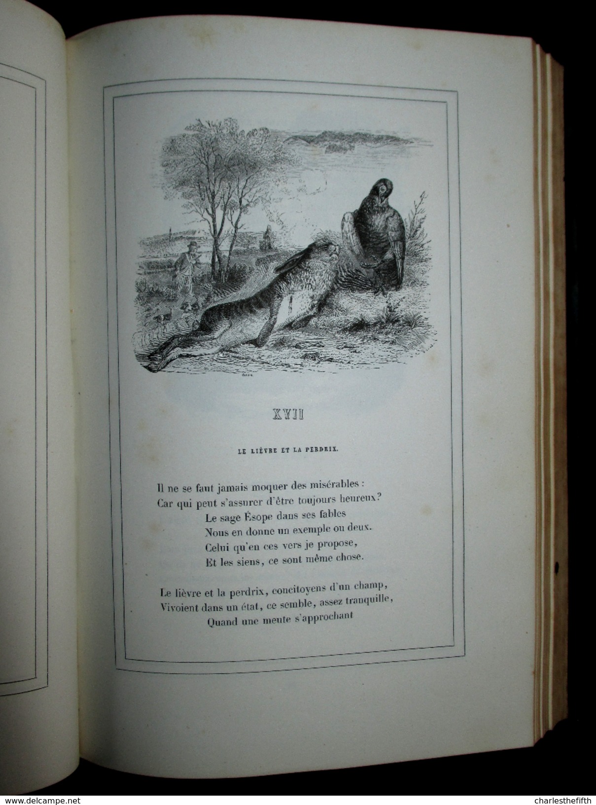 FABLES DE LA FONTAINE, Illustrations par GRANDVILLE 1859 Hardcover - animaux humanisés !