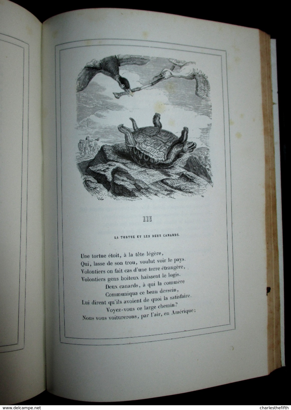 FABLES DE LA FONTAINE, Illustrations par GRANDVILLE 1859 Hardcover - animaux humanisés !