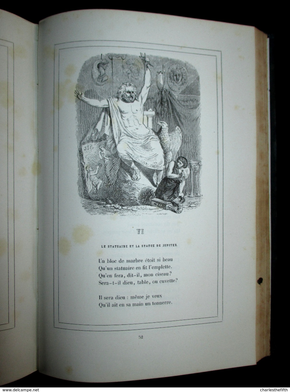 FABLES DE LA FONTAINE, Illustrations par GRANDVILLE 1859 Hardcover - animaux humanisés !