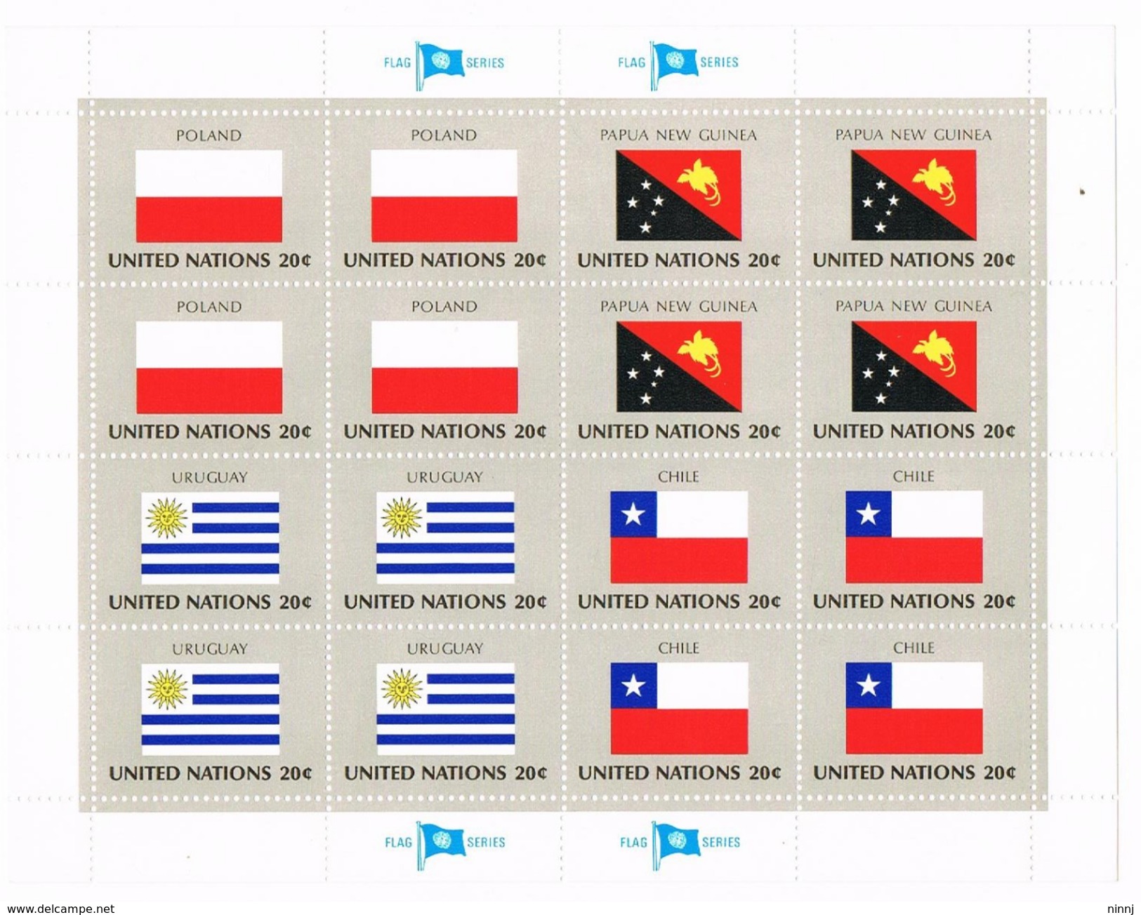 Nazioni Unite - Foglietto MNH Serie Bandiere Flag Series United Stations 20c Nuovo** Integro . - Collezioni & Lotti