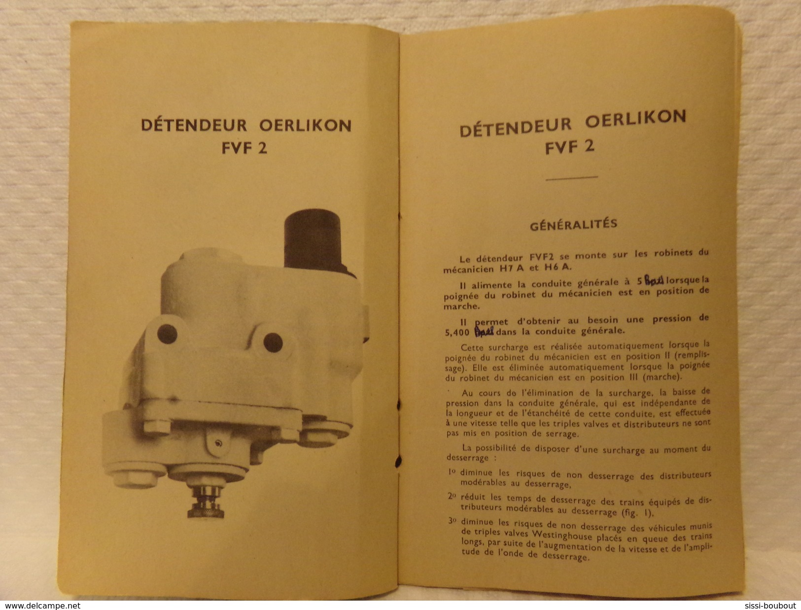 SNCF - RARE "Manuel Du Frein//Détendeur D'Air OERLIKON Du 25 Février 1957 - N°4 - Notice Technique En Couleur - SNCF - Ferrocarril