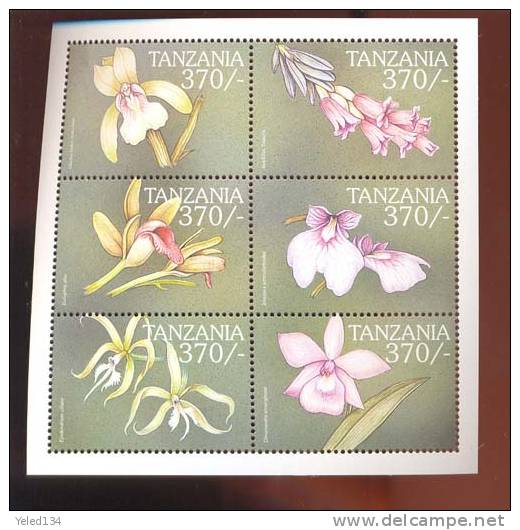 TANZANIA   2154 MINT NEVER HINGED MINI SHEETS OF FLOWERS - ORCHIDS - Orchidee