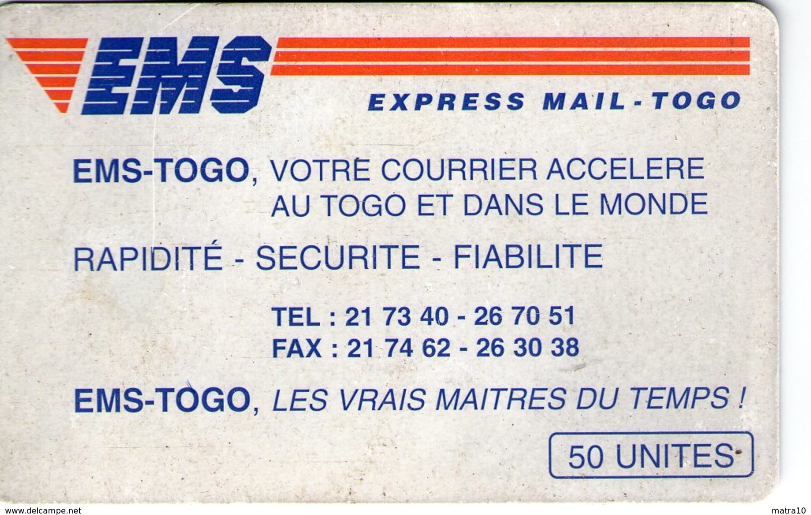 TOGO OPT CHIP CARD CARTE A PUCE EMS 50 UNITES - Togo