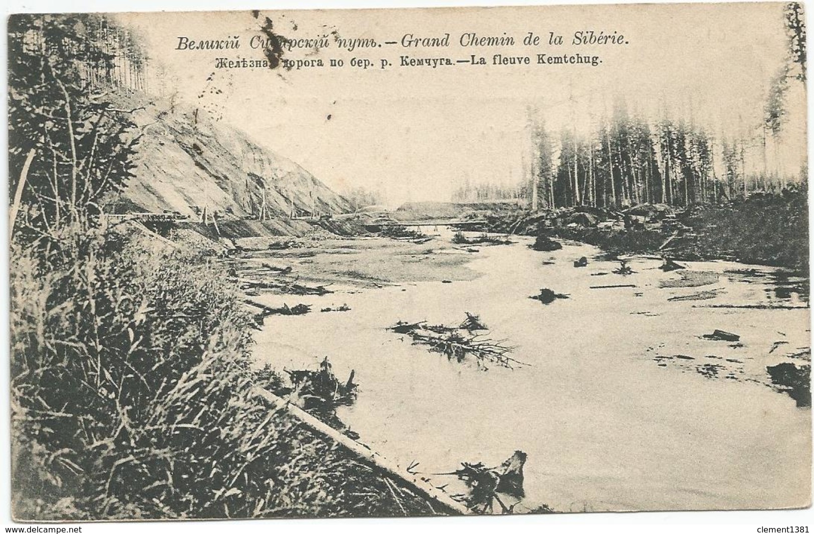 Grand Chemin De La Siberie Le Fleuve Kemtchug Circulee En 1910 Carte Rare - Russia