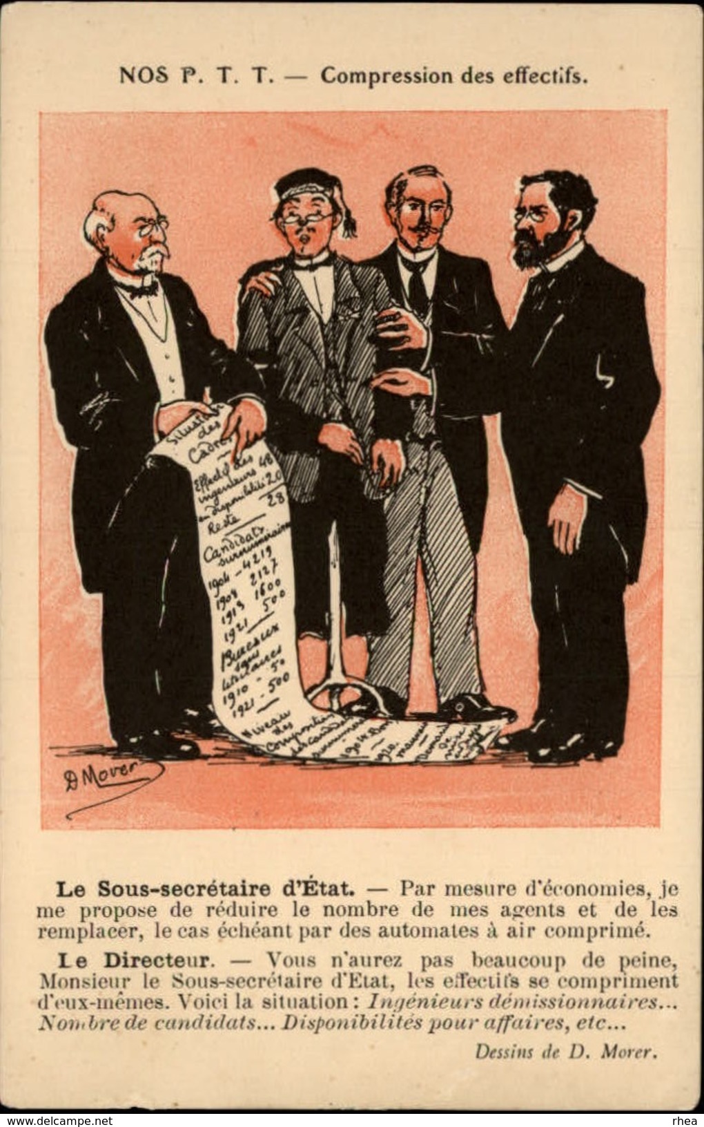 POSTE - PTT - Nos PTT En 1922 - Compression Des Effectifs - Dessin De MORER - - Poste & Facteurs