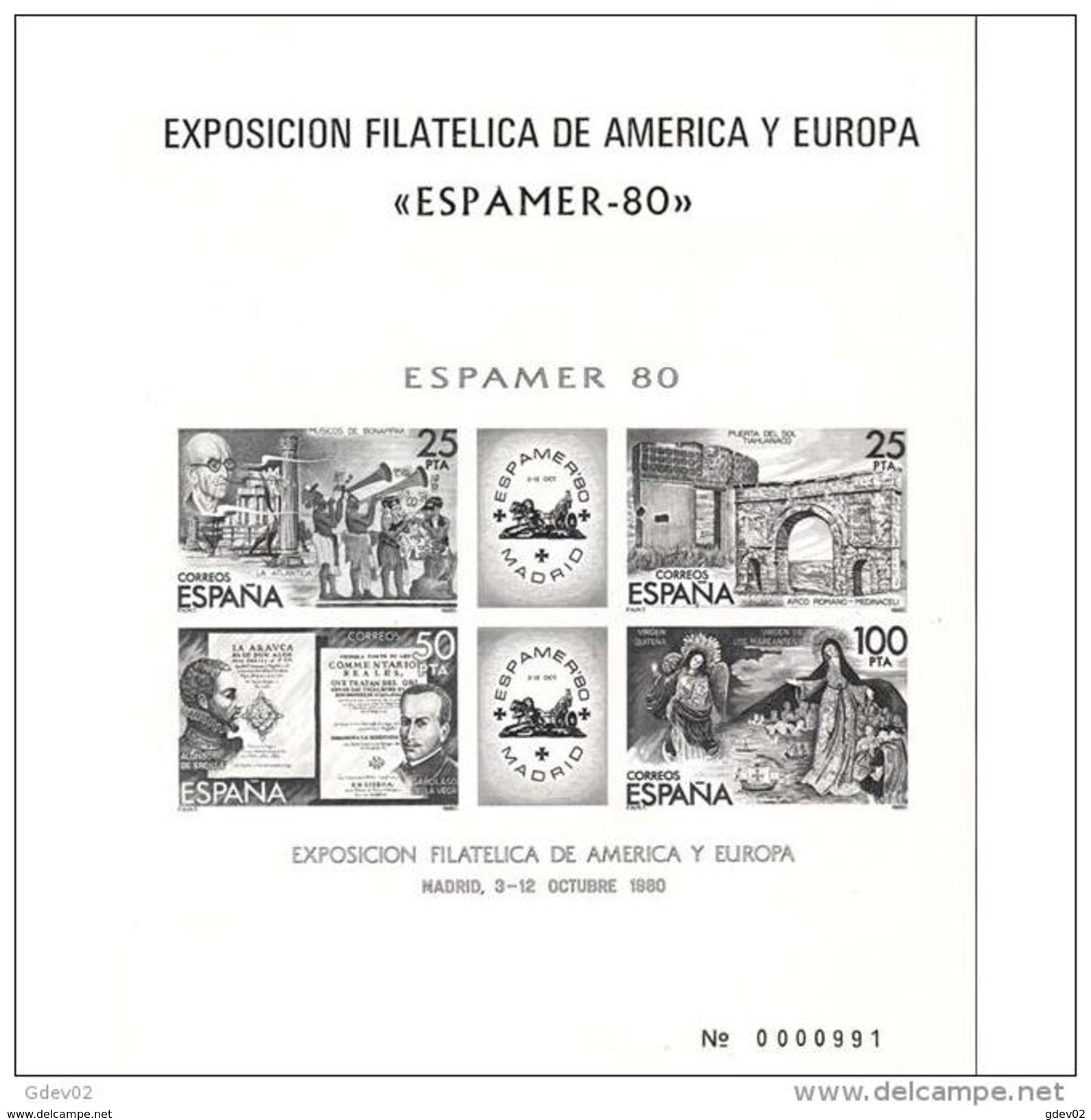 ESPO03-3006THC-España.Spain.Espagne  .1987.(Ed PO 3). PRUEBAS OFICIALES Nº3 ESPAMER 80 - Hojas Conmemorativas