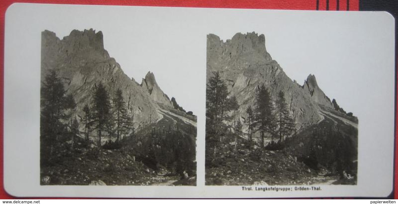 Stereofoto: Italia / Italien / Italy: Südtirol Wolkenstein In Gröden / Selva Di Val Gardena (BZ) - Langkofelgruppe - Stereo-Photographie